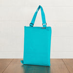 Picnic Time Vista Outdoor Picnic Blanket & Tote Fun Stripe Pattern With Aqua Blue Exterior