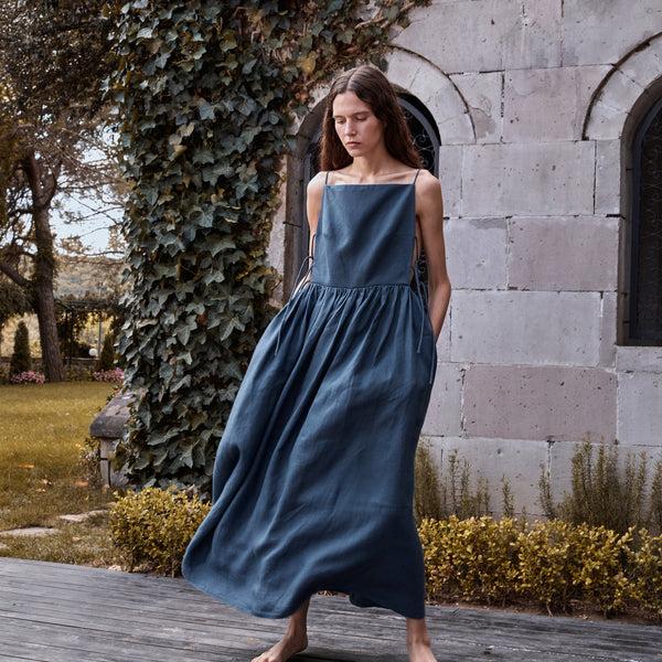 piece of white Abby Dress Navy