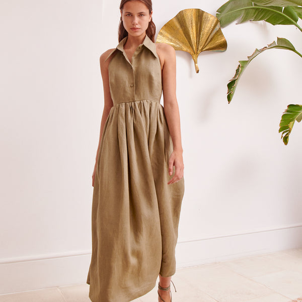 piece of white Aida Dress Olive