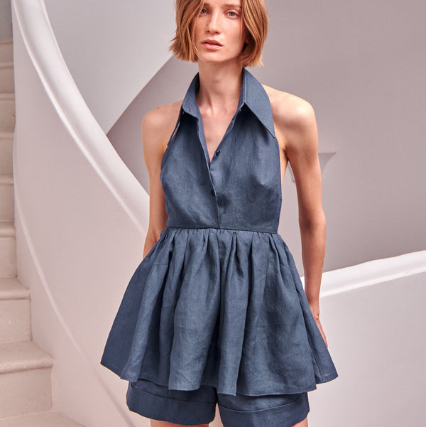 piece of white Aida Top Navy