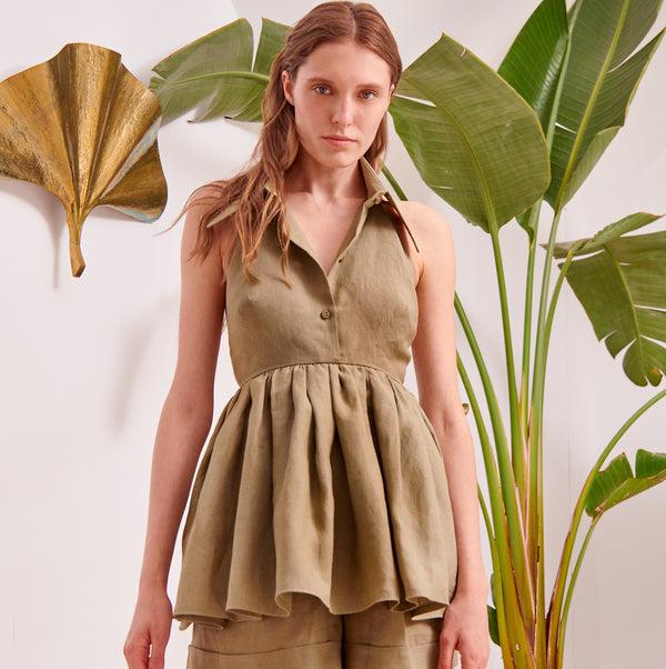 Piece Of White Aida Top Olive