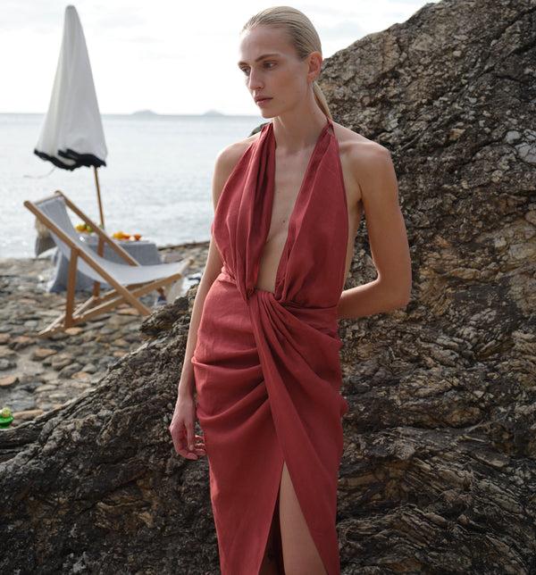 piece of white Athena Dress Cranberry