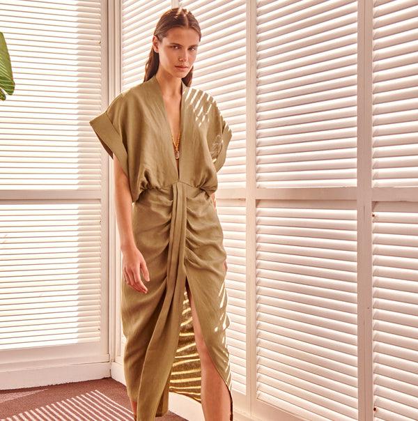 piece of white Audelia Dress Olive