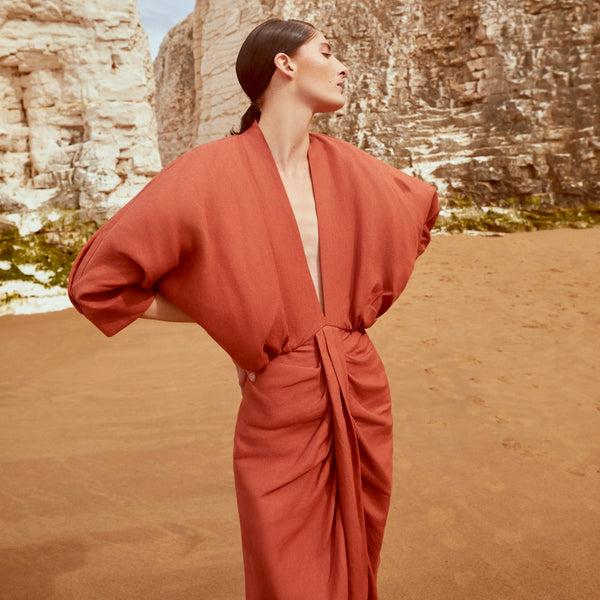 piece of white Audrey Dress Terra Cotta