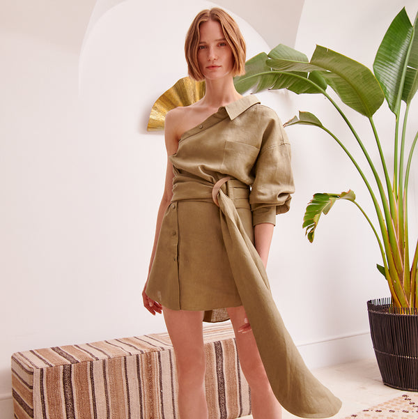 piece of white Blake Dress Olive