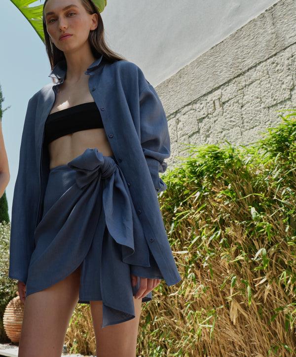 Piece Of White Bloom Skirt Azure Blue