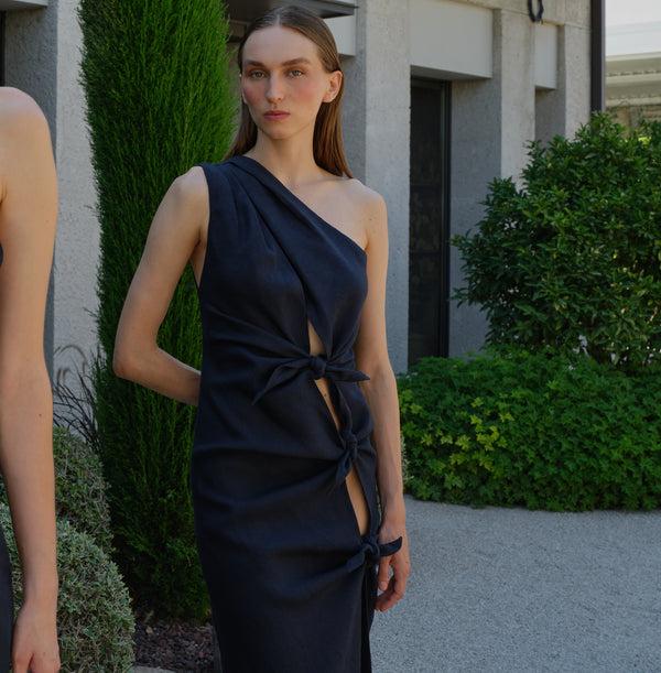 Piece Of White Carly Dress Midnight Navy