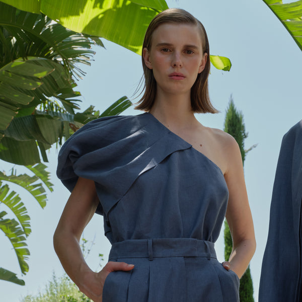 piece of white Galia Top Azure Blue