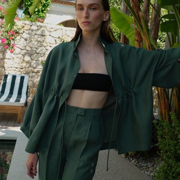 piece of white Josie Shirt Teal Green