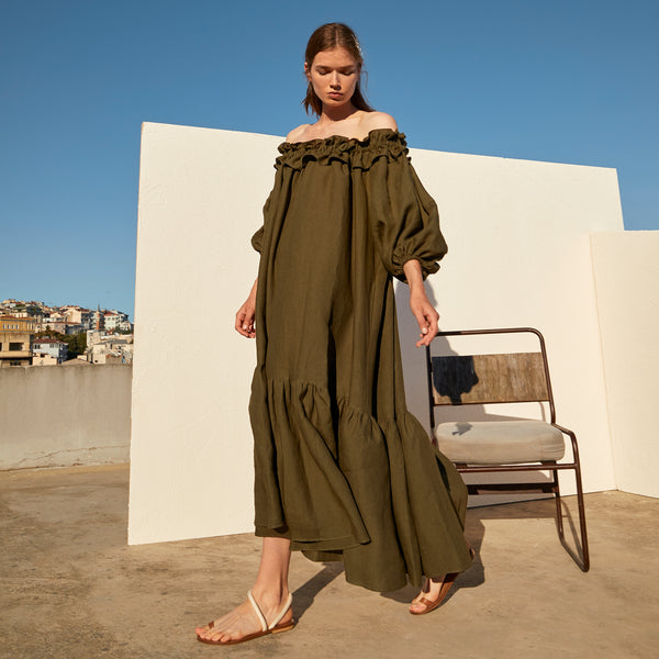 piece of white Kalina Dress Khaki