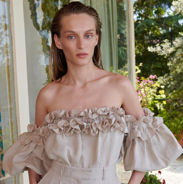 piece of white Karla Top Peanut