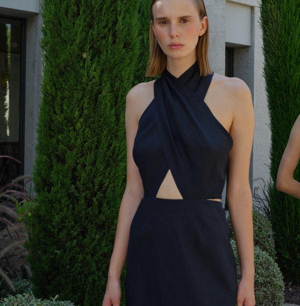 Piece Of White Lya Dress Midnight Navy