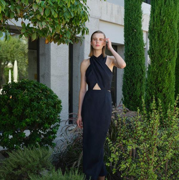 piece of white Lya Dress Midnight Navy