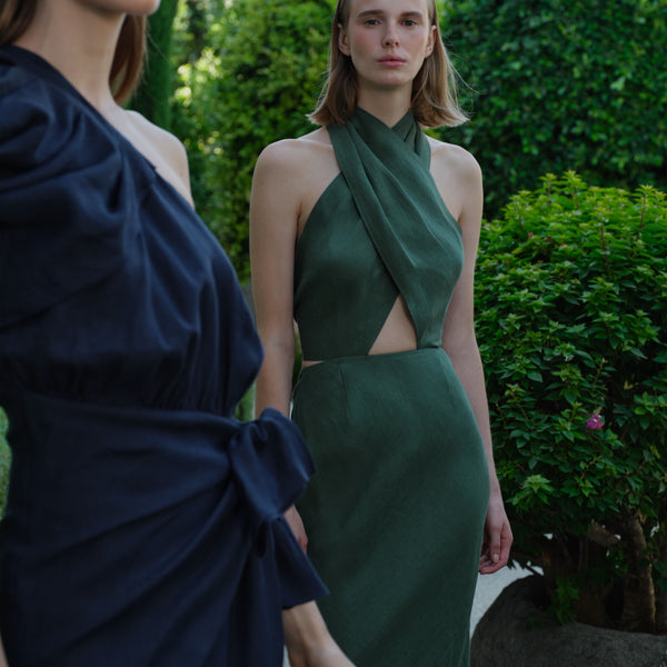 piece of white Lya Dress Teal Green