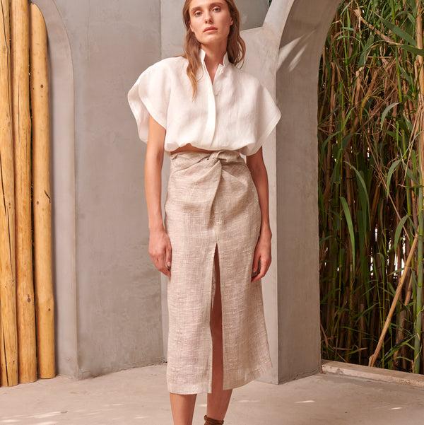 piece of white Magda Skirt Biscotti