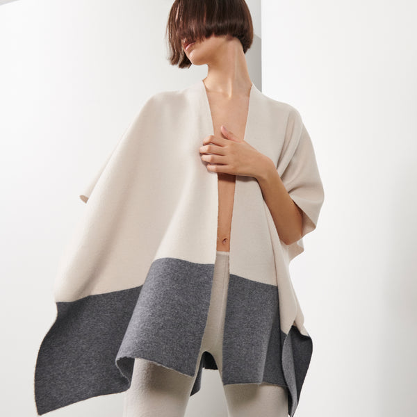 piece of white Mallie Poncho Stone