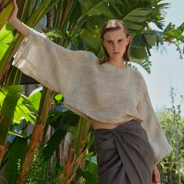 piece of white Maya Top Biscotti