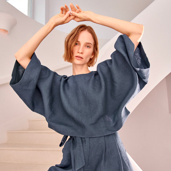 piece of white Maya Top Navy