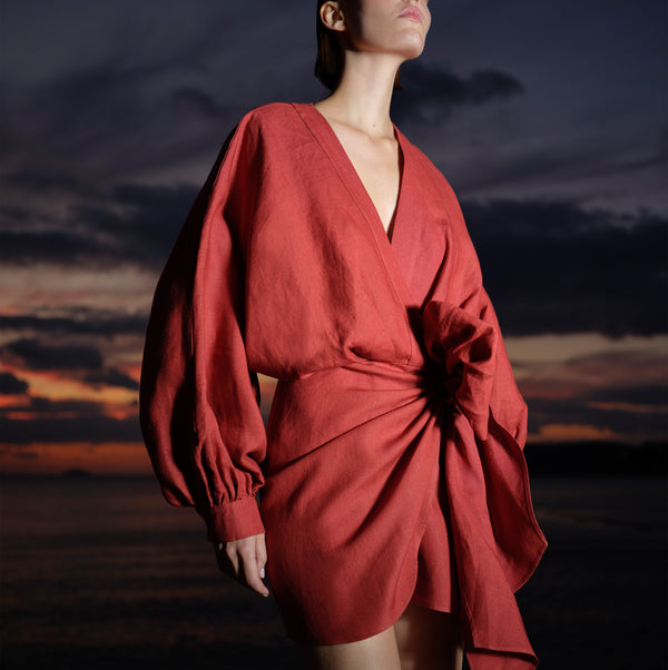 piece of white Peony Dress Cranberry