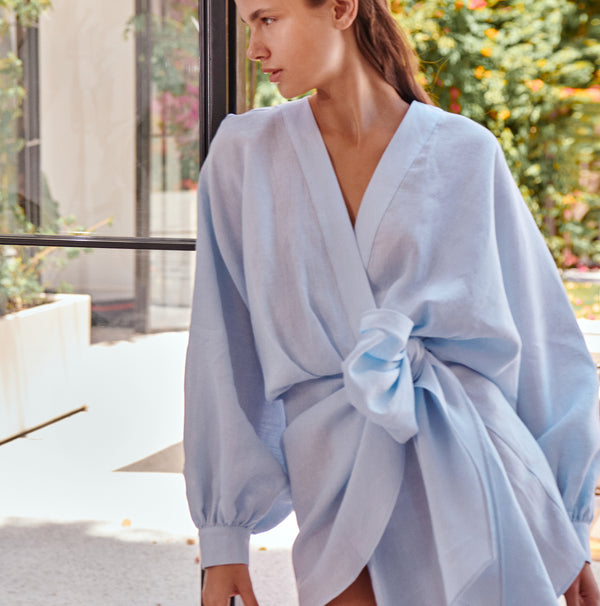 piece of white Peony Dress Light Blue