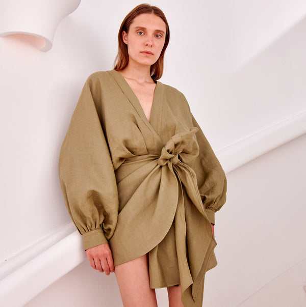 piece of white Peony Dress Olive