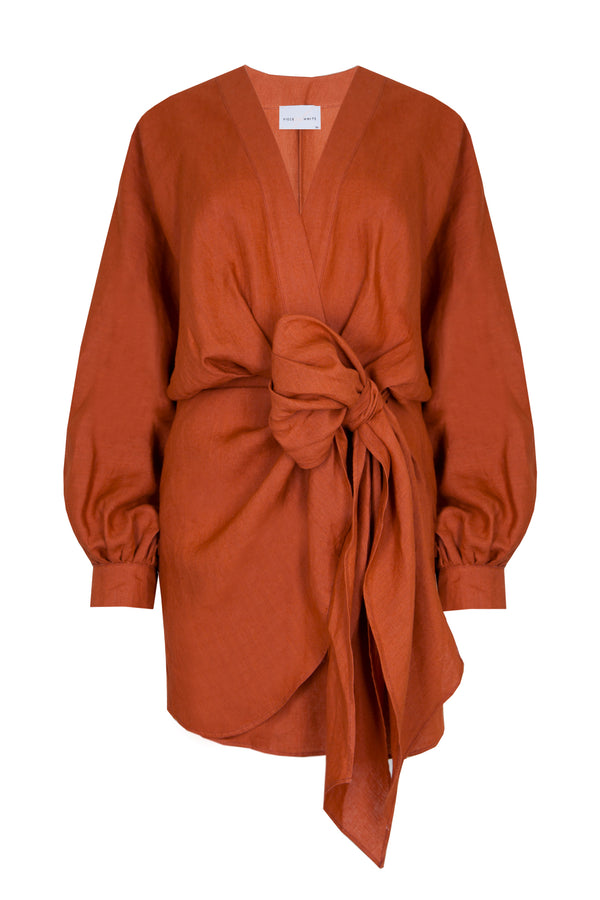 Piece Of White Peony Dress Terra Cotta