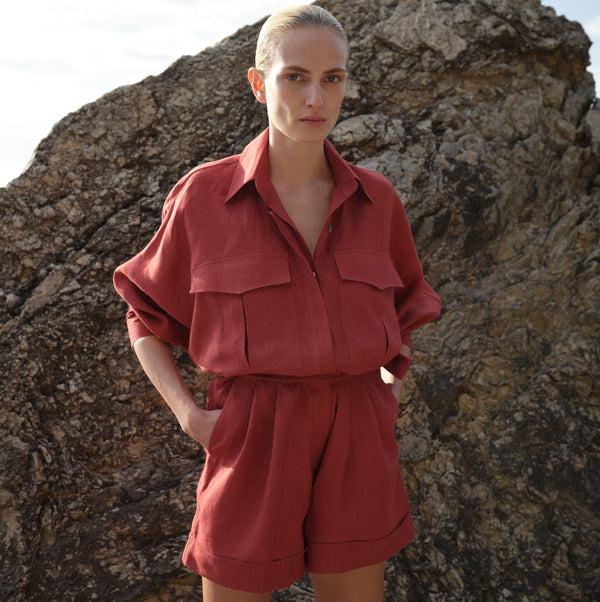 piece of white Soleil Jumpsuit Cranberry