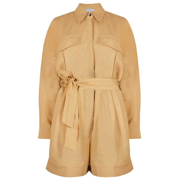 piece of white Soleil Jumpsuit Mustard