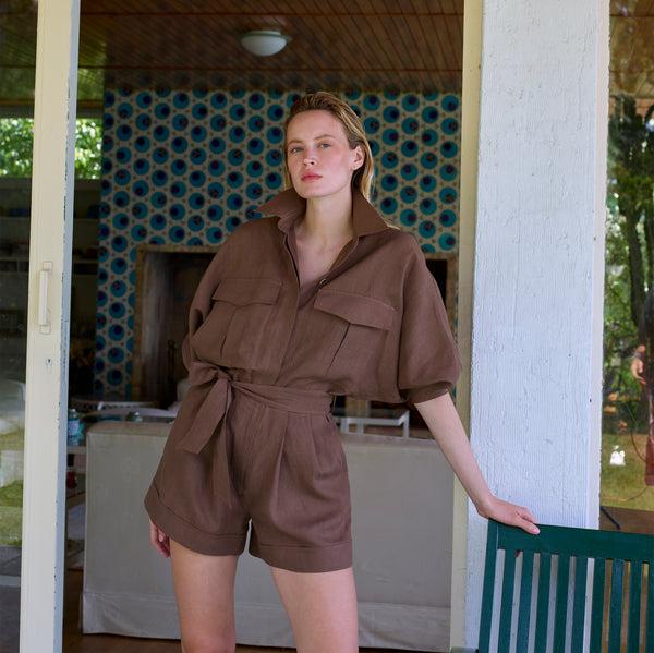 piece of white Soleil Jumpsuit Walnut