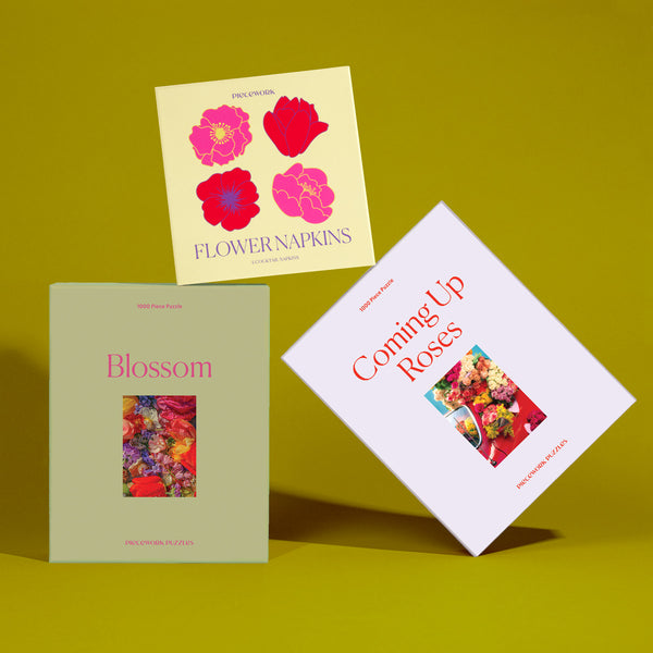 piecework puzzles Send Flowers Set | Floral Puzzle & Cocktail Napkin Gift