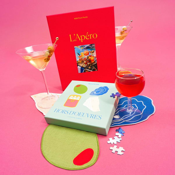 Piecework Puzzles The Apéro Hour Set: Cocktail Napkins + Puzzle Bundle