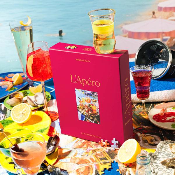 Piecework Puzzles The Apéro Hour Set: Cocktail Napkins + Puzzle Bundle