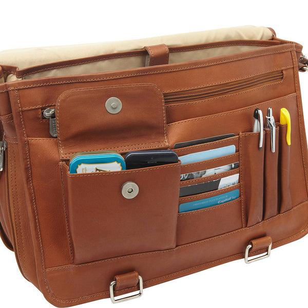 Piel Leather DOUBLE LOOP EXPANDABLE LAPTOP BRIEFCASE