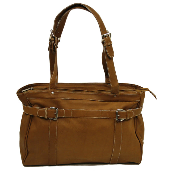 piel leather BELTED COMPUTER TOTE