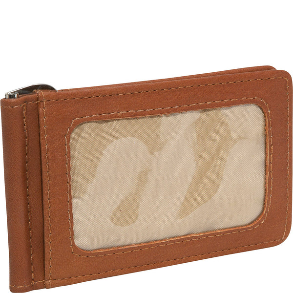 piel leather BI-FOLD MONEY CLIP w/ID WINDOW