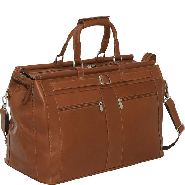 piel leather CARPET BAG WITH POCKETS