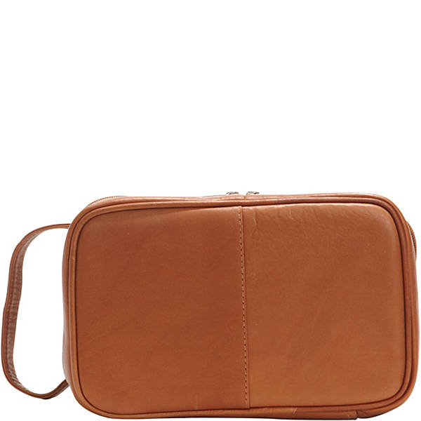Piel Leather DOUBLE COMPARTMENT TOILETRY KIT
