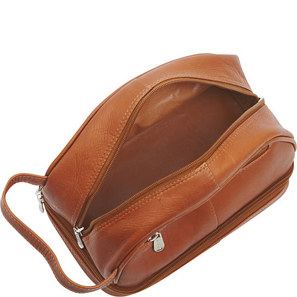 Piel Leather DOUBLE COMPARTMENT TOILETRY KIT
