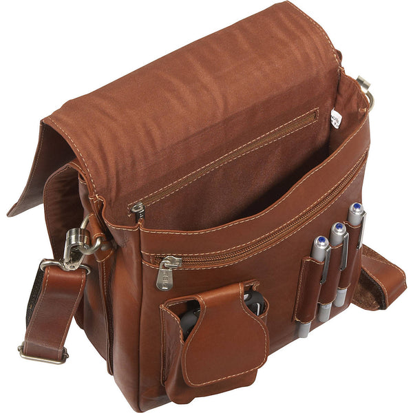 Piel Leather DOUBLE FLAP-OVER SHOULDER BAG