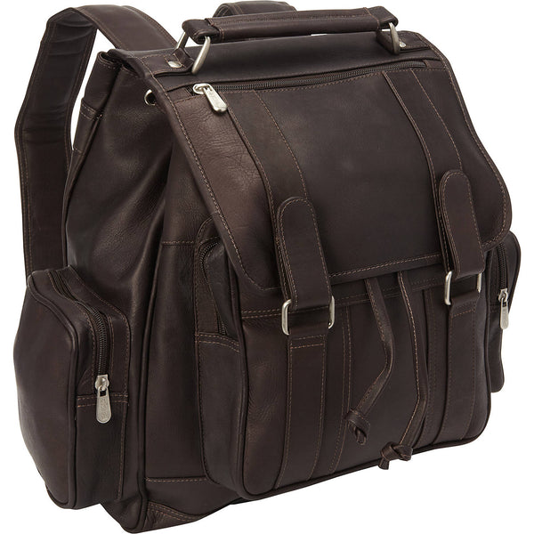 piel leather DOUBLE LOOP FLAP-OVER LAPTOP BACKPACK