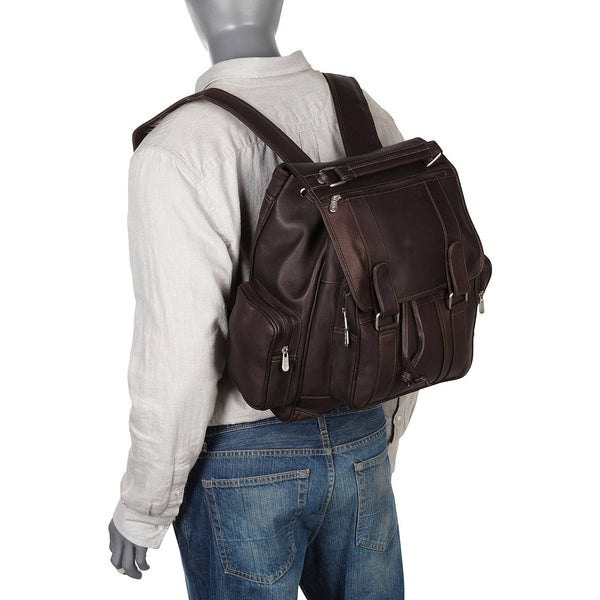 Piel Leather DOUBLE LOOP FLAP-OVER LAPTOP BACKPACK