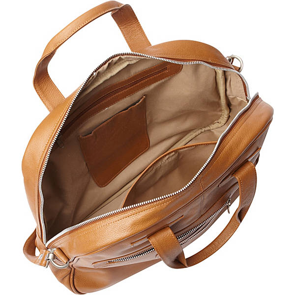 Piel Leather DOUBLE ZIP-POCKET LEATHER SATCHEL