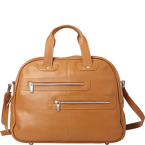 piel leather DOUBLE ZIP-POCKET LEATHER SATCHEL