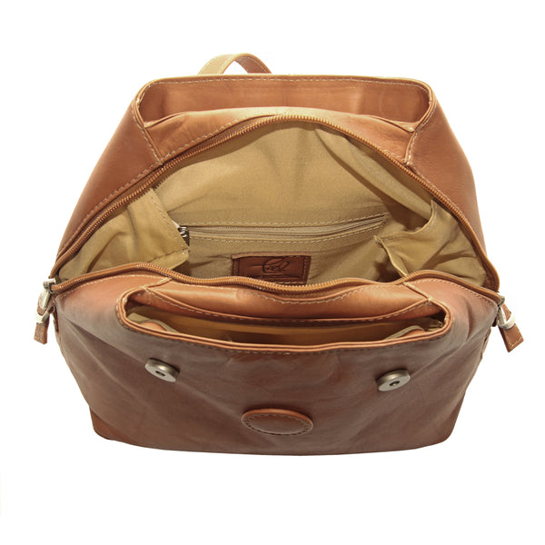 Piel Leather FLAP-OVER BUTTON BACKPACK