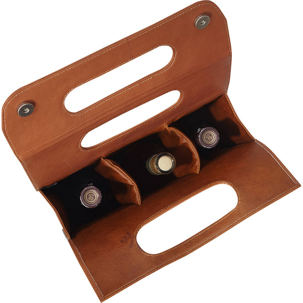 Piel Leather THREE BOTTLE WINE CASE