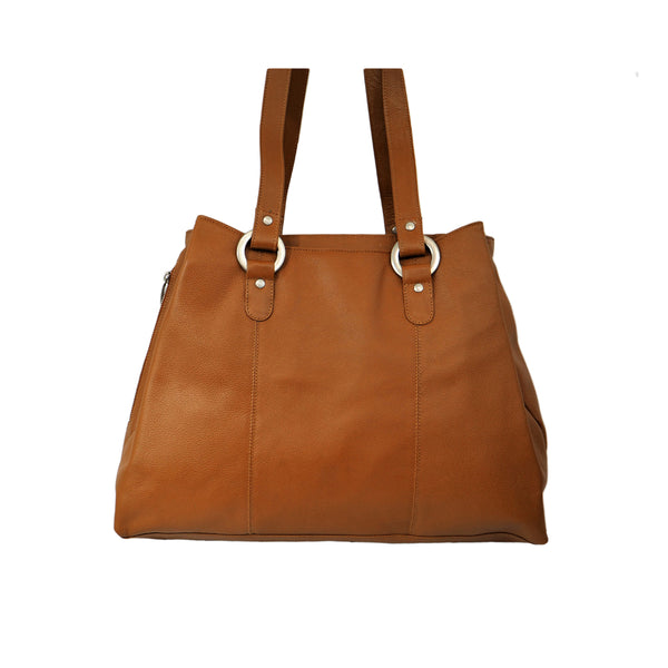 piel leather THREE COMPARTMENT LEATHER TOTE