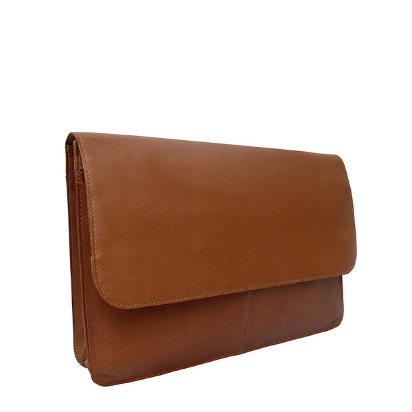 piel leather THREE-SECTION FLAP PORTFOLIO