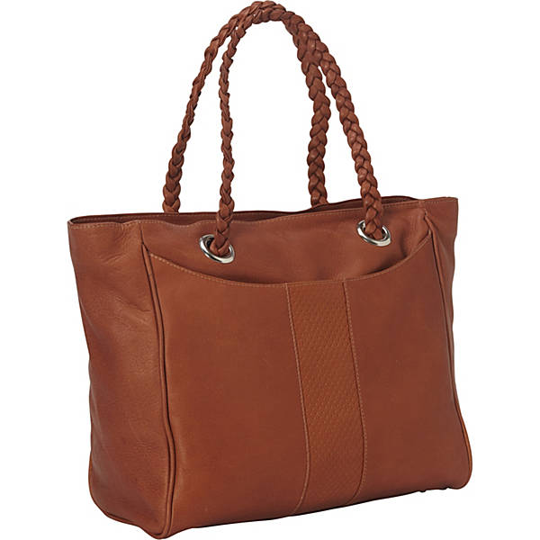 Piel Leather ZIP-TOP BRAIDED TOTE