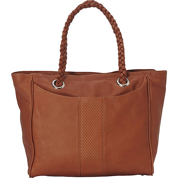 piel leather ZIP-TOP BRAIDED TOTE