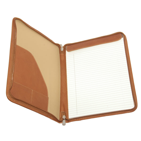 piel leather ZIPPERED PADFOLIO